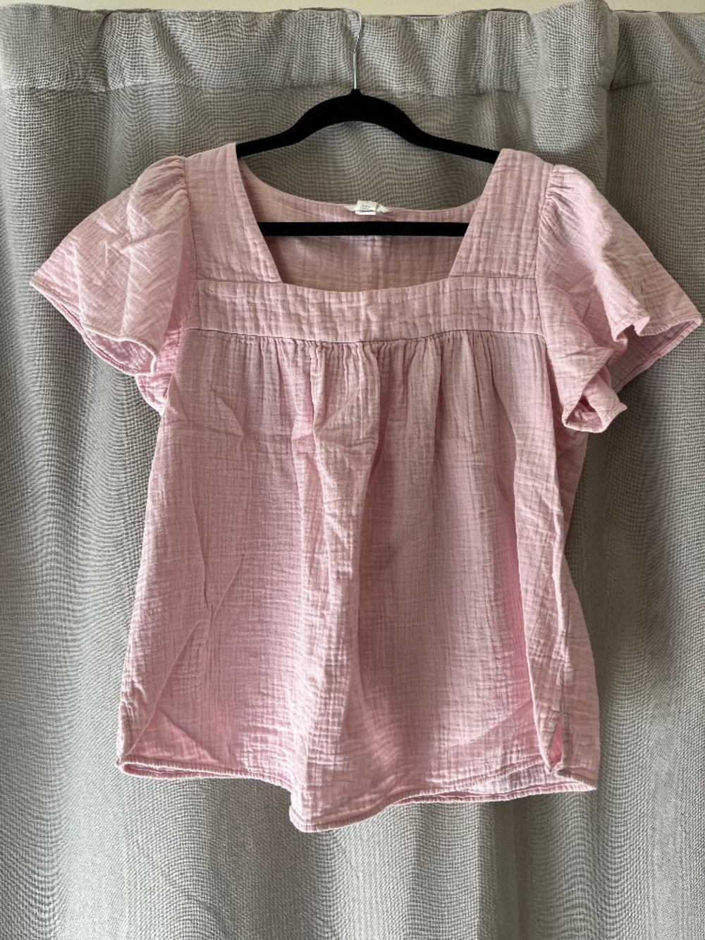 Caslon pink gauze square neck top